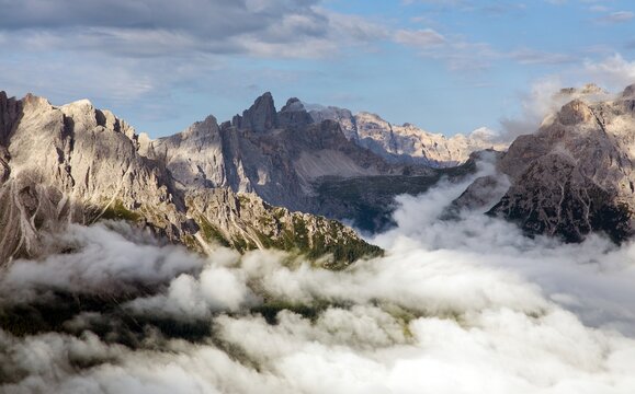 Sexten dolomites mountains panoramic view