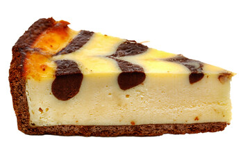 Gourmet slice of cheesecake on the white background