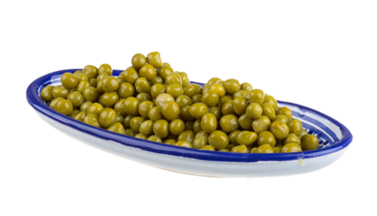 green peas, in a bowl, isolated, white background