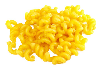 dried italian pasta on white background