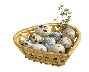 quail eggs in a basket