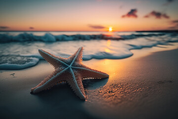 Plakat starfish on the beach, ia generativa