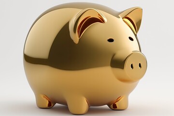 Obraz premium Gold piggy bank savings coin isolated on white background. Generative AI
