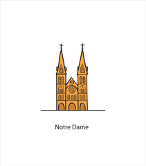 Saigon Notre Dame Cathedral vietnam hand drawing vector illustration