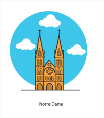 Saigon Notre Dame Cathedral vietnam hand drawing vector illustration