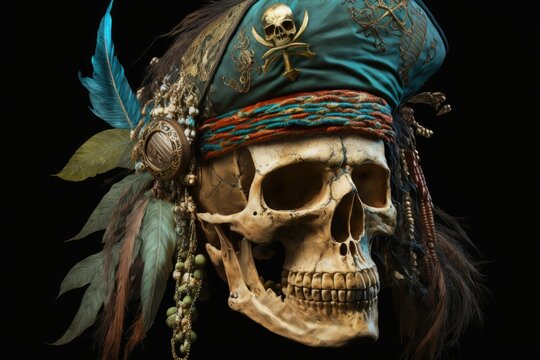 Caribbean Pirate Skeleton. Generative AI