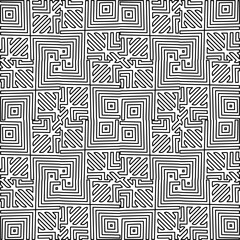  Monochrome ornamental texture with smooth linear shapes, zigzag lines, lace pattern.Abstract geometric black and white pattern for web page, textures, card, poster, fabric, textile.