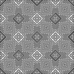  Monochrome ornamental texture with smooth linear shapes, zigzag lines, lace pattern.Abstract geometric black and white pattern for web page, textures, card, poster, fabric, textile.