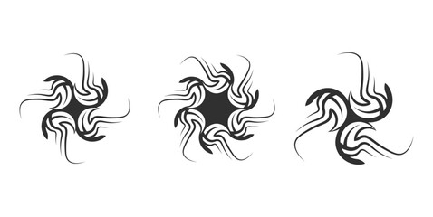 set of black abstract geometric tattoo contemporary clip art element vector