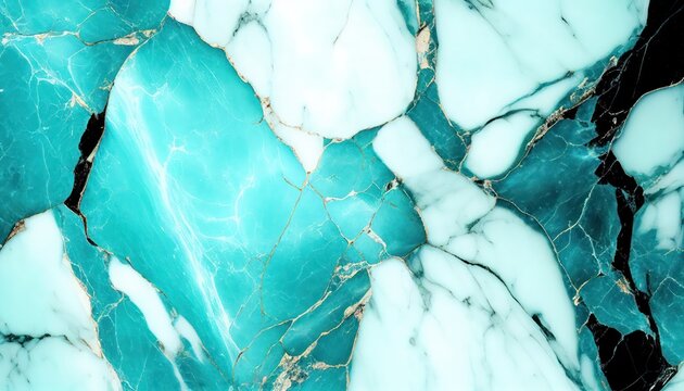 Abstract tiffany marble texture with gold splashes, blue luxury background