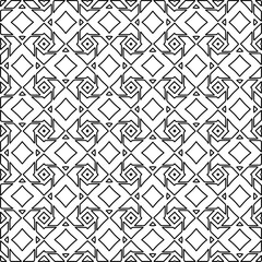  Monochrome ornamental texture with smooth linear shapes, zigzag lines, lace pattern.Abstract geometric black and white pattern for web page, textures, card, poster, fabric, textile.