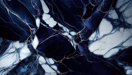 Abstract dark blue marble texture with silver splashes, dark blue luxury background