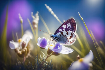 Schmetterling sitzt auf einer Blüte, Butterfly sitting on a flower