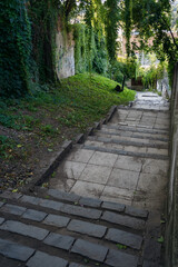 footsteps in the old city. travel background