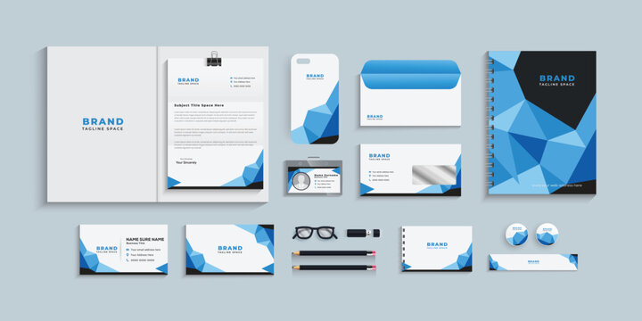 corporate identity template with digital elements. Vector company style for brand book and guideline. minimal, modern design, 