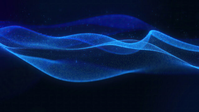 blue technology digital wave background, wavy motion graphic abstract particle, digital concept © watchara tongnoi