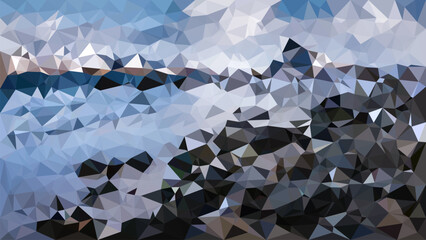 vector abstract irregular polygon background - triangle low poly pattern - color winter landscape with white snow grey mountain and blue sky