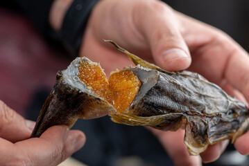 Salted dried goby fish. Fish appetizer for beer