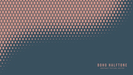 Boho Style Modern Halftone Vector Curved Dynamic Smooth Border Aesthetic Abstract Background. Contemporary Half Tone Gypsy Scale Pattern Trendy Texture. Chic Minimalist Wallpaper. Dynamic Abstraction