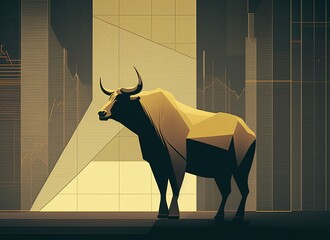 Bull market of rising prices. Concept of economic crisis and capitalism. Generative AI.