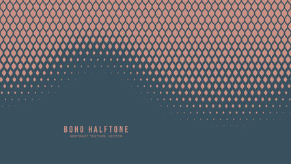 Boho Style Modern Halftone Vector Twisted Dynamic Smooth Border Aesthetic Abstract Background. Contemporary Half Tone Gypsy Scale Pattern Trendy Texture. Cool Minimalist Wallpaper. Dynamic Abstraction