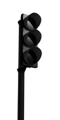 Turned off traffic light isolated on white background. Mocap or source. 3D visualization