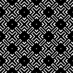 Vector geometric seamless pattern. Minimal ornamental background with abstract shapes. Black and white texture. Simple abstract ornament background. Dark repeat design for decor, fabric, cloth.