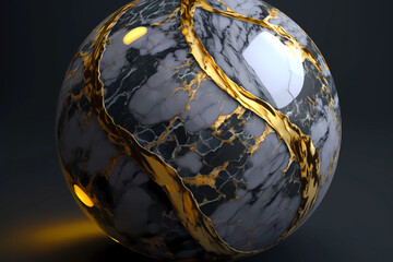 Black marble orb with golden veins