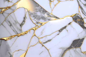 White marble with golden veins, texture, background