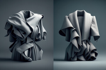 series of images showing the transformation of piece of clothing from its creation to its disposal, emphasizing the need for sustainable fashion and reducing textile AI generation.