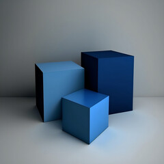 zima blue nuances podium with 3 boxes . - obrazy, fototapety, plakaty