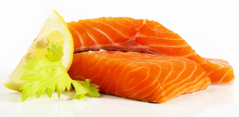 Wild Salmon - Fish Fillet on white Background - Isolated