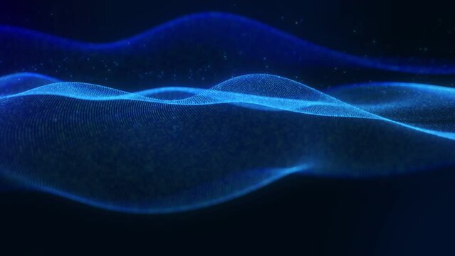 blue technology digital wave background, wavy motion graphic abstract particle, digital concept