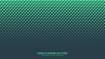Parallelogram Halftone Vector Dynamic Velocity Eye Catching Abstract Background. Modern Half Tone Energetic Pattern Conceptual Turquoise Texture. Striking Speed Effect Abstraction Teal Green Wallpaper