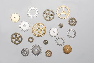 clock parts with cogs and wheels