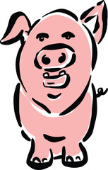 Cartoon Pink Pig Piggy in A Simple Illustration Vector Design