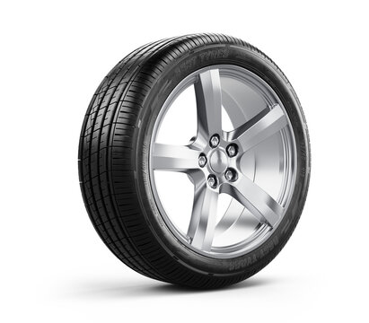Car wheel isolated on a white background - 3d rendering