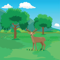 Obraz na płótnie Canvas deer in the forest graze in the greenery
