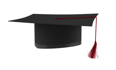 Graduation hat. achieved graduation and success in studies. 3d rendering