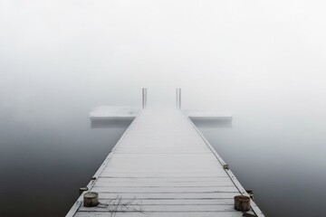 A wooden dock with fogs