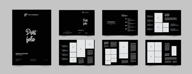 black photography album brochure  portfolio layout template 