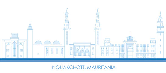 Obraz premium Outline Skyline panorama of city of Nouakchott, Mauritania - vector illustration