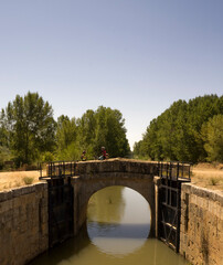 Landscape in Canal de Castilla in summertime