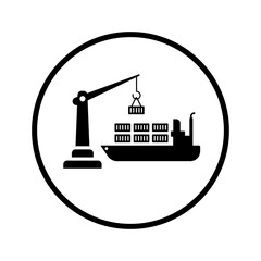 Naklejka premium Cargo, container, delivery icon. Black vector graphics.