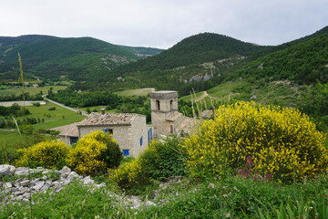 view from the village of Reilhanette on the top od the hill in France