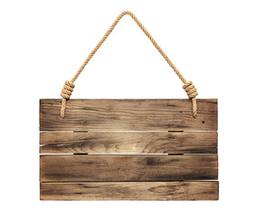 Wooden sign hanging on a rope