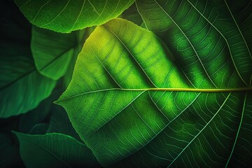 Green leaf background close up view. Nature foliage abstract of leave texture for showing concept of green business and ecology for organic greenery and natural product background