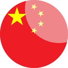 China Flag Round Circle Badge Button or Sticker Icon with 3D Shadow Effect. Vector Image.