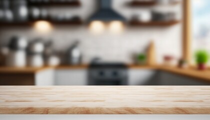 Empty wood table top banner mock up abstract background - can used for display or montage your products. Generative ai 