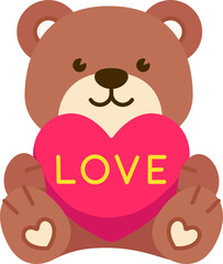 Heart Bear Icon Elements Flat Style